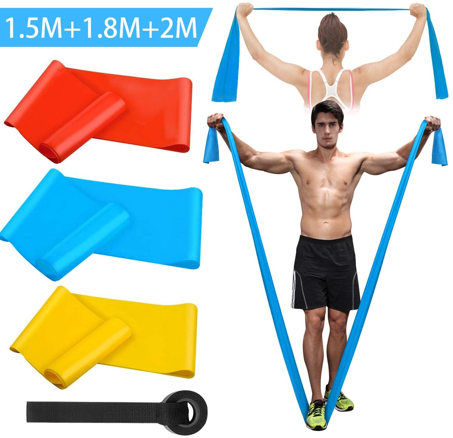 Pilates Bar Kit With Resistance Bands - วงออกกําลังกายยืดหยุ่น 3 ชิ้นวงต้านทานยืดหยุ่นเทปออกกําลังกายโยคะพิลาทิส Crossfit ยืดกล้ามเนื้อออกกําลังกายอุปกรณ์