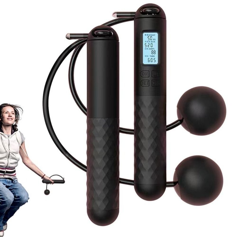 Smart Jump Rope Digital Counter - เชือกกระโดดไร้สายแบบพกพาพร้อมตัวนับ ป้องกันการลื่น เชือกกระโดดแบบนับจำนวน นับจำนวนครั้งการกระโดด เชือกกระโดดดิจิตอลสำหรับลดน้ำหนัก ใช้ในบ้าน