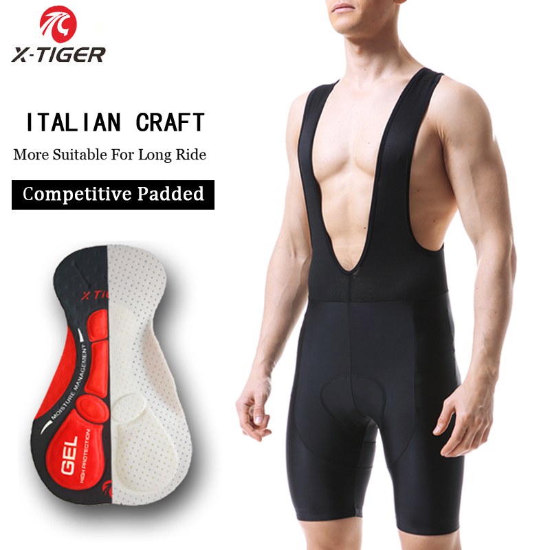 Padded Cycling Shorts 5D Gel - กางเกงขาสั้นสำหรับขี่จักรยาน X-TIGER มีแผ่นเจลบุ5D ไลคร่า MTB กางเกงขาสั้นสำหรับปั่นจักรยานเสือภูเขาระบายอากาศได้ดีสำหรับผู้ชาย