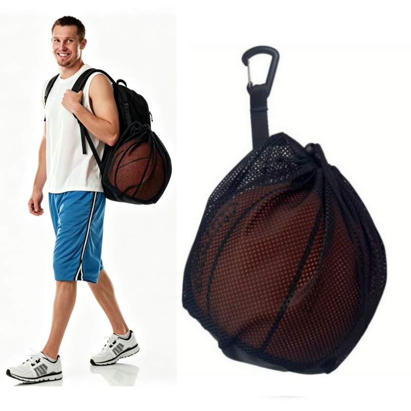 Team Sports - ﻿ กระเป๋าตาข่ายแบบพกพาสำหรับใส่ลูกบาสเก็ตบอล ฟุตบอล วอลเลย์บอล กระเป๋าเก็บลูกบอลสำหรับกีฬากลางแจ้ง ฝึกซ้อมทีม