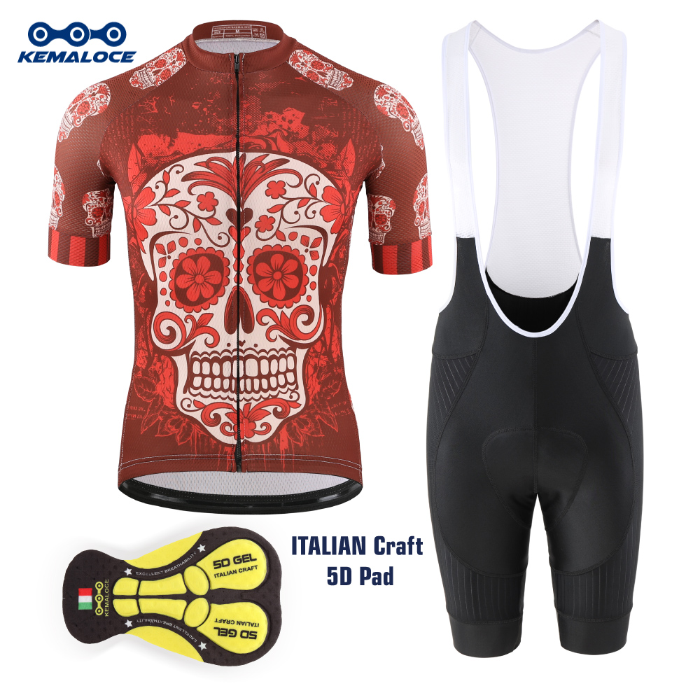 Padded Cycling Shorts 5D Gel - KEMALOCEสีแดงผู้ชายขี่จักรยานMTB Road Bikeแขนสั้นBreathableกีฬากลางแจ้งขี่จักรยานเสื้อเครื่องแต่งกาย5DเจลPadกางเกงขาสั้น