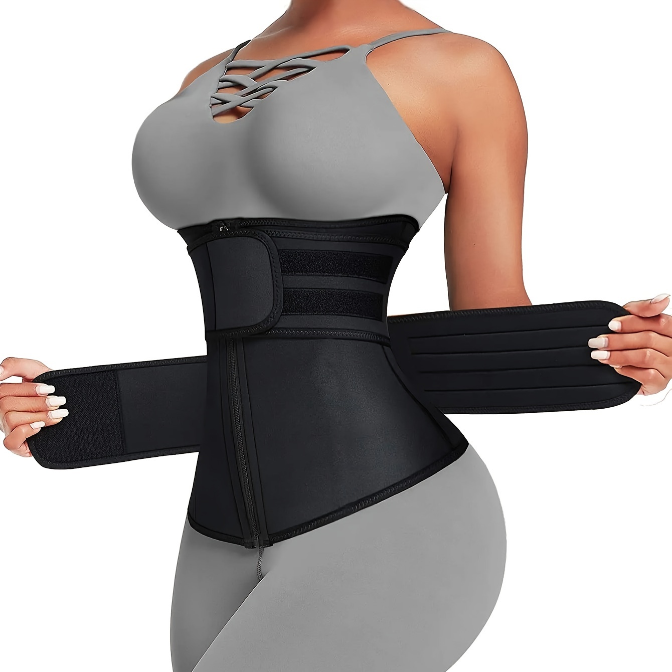 Sweat Waist Trainer Belt Neoprene - เข็มขัดรัดเอวสำหรับผู้หญิง สายคู่ ซิป นีโอพรีน ช่วยกระชับเอว ลดหน้าท้อง