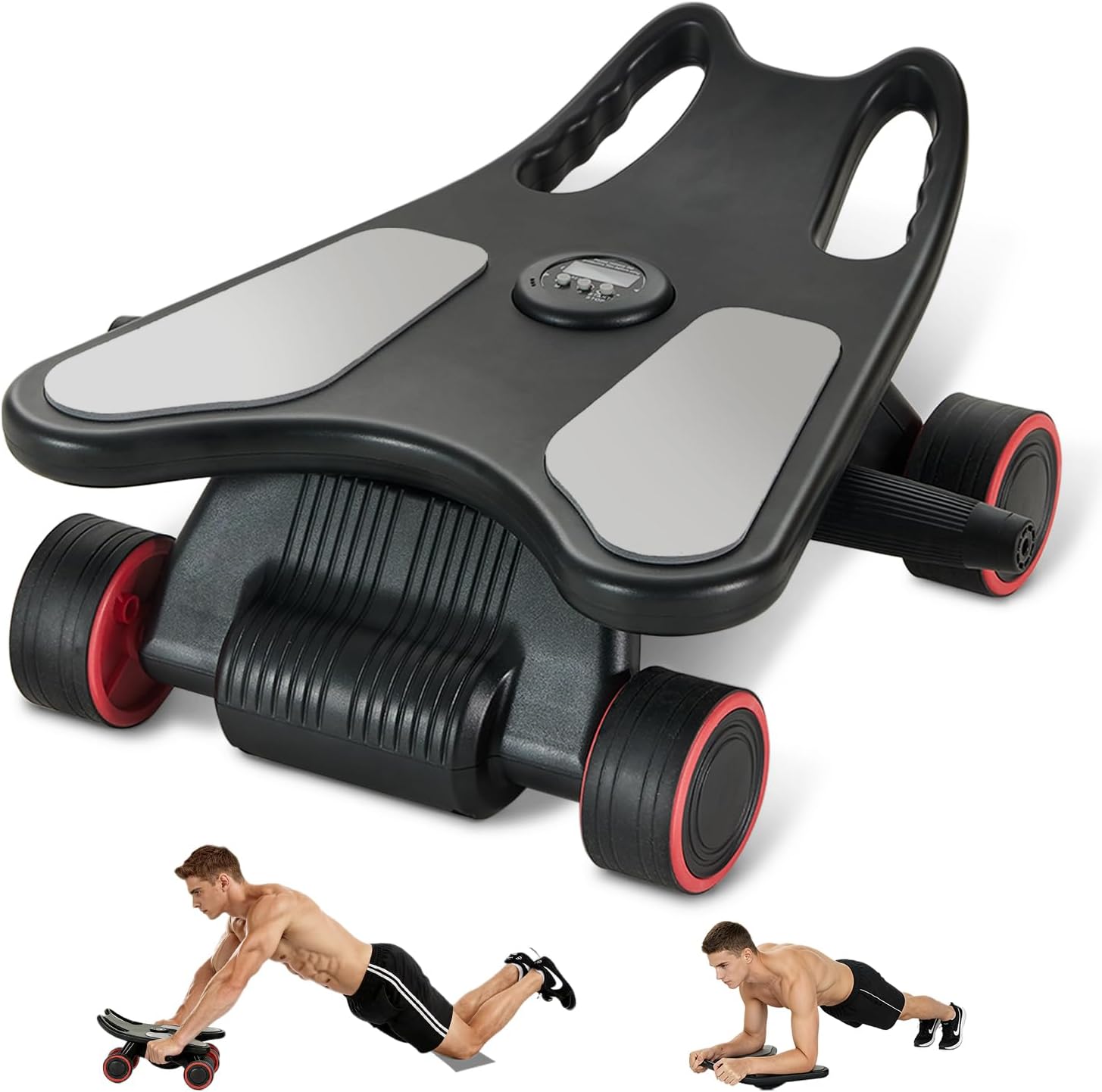 Ab Roller Wheel With Elbow Support - ล้อบริหารหน้าท้อง, ล้อบริหารหน้าท้องแบบอัตโนมัติรุ่นอัพเกรดพร้อมที่รองข้อศอก, แผ่นรองเข่า & ตัวตั้งเวลา, อุปกรณ์บริหารหน้าท้อง
