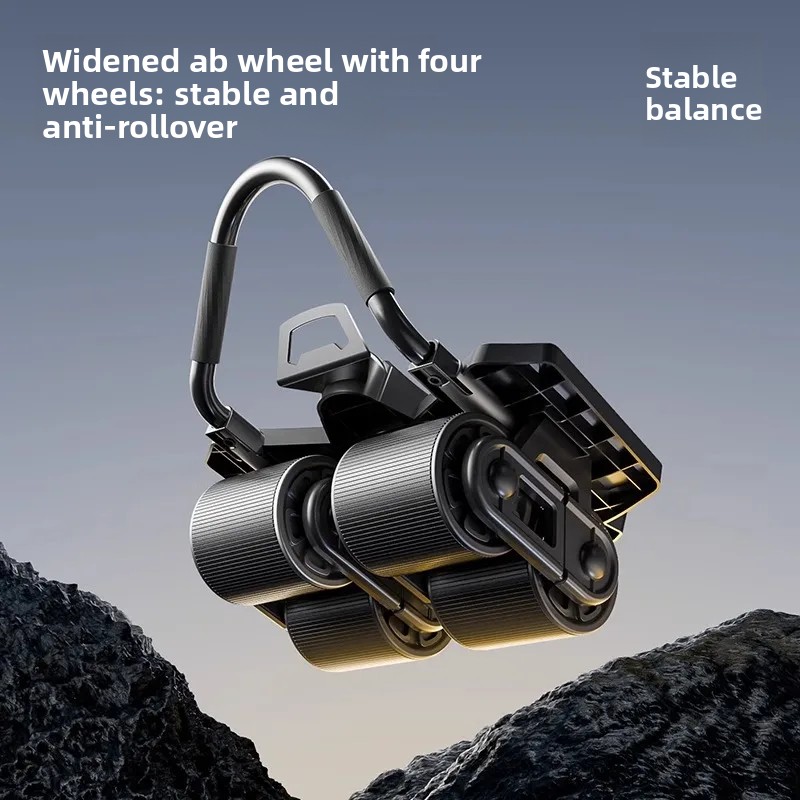 Ab Roller Wheel With Elbow Support - ลูกกลิ้งออกกำลังกาย 4 ล้อแบบเด้งกลับอัตโนมัติ พร้อมที่รองข้อศอก เหมาะสำหรับผู้เริ่มต้น ใช้ได้ที่บ้าน