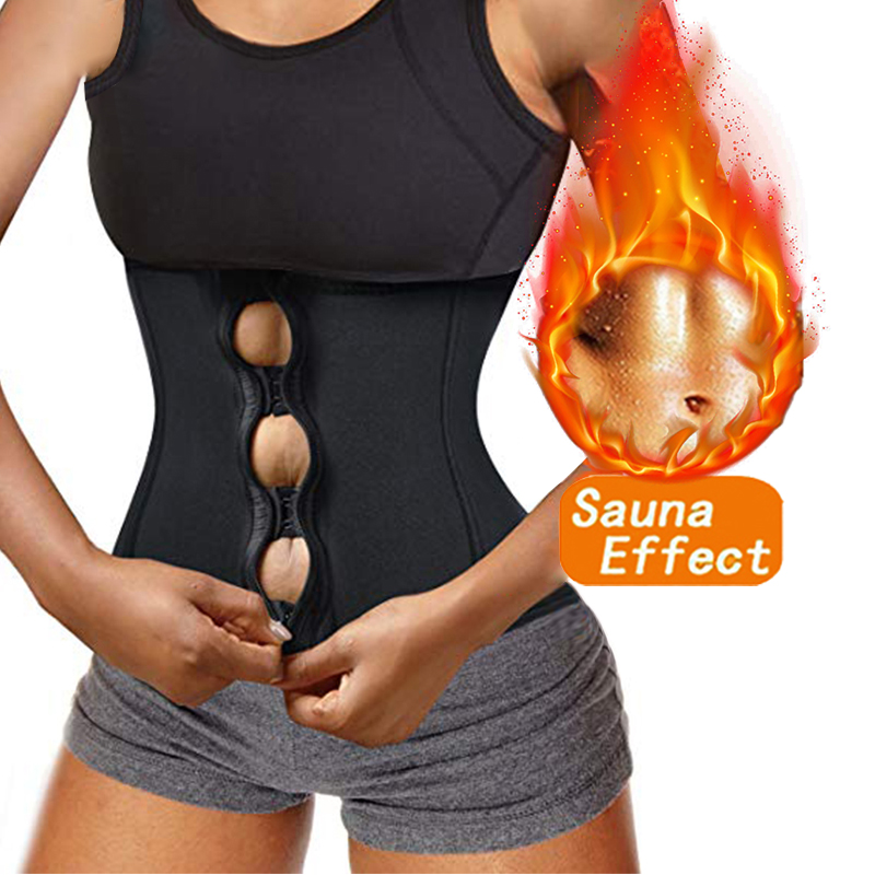 Sweat Waist Trainer Belt Neoprene - ชุดกระชับสัดส่วนสำหรับผู้หญิง พร้อมตะขอและซิป ช่วยกระชับเอว ชุดรัดตัวสำหรับออกกำลังกาย ซาวน่า ช่วยเผาผลาญไขมัน