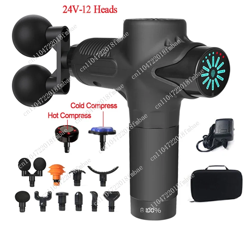 Electric Massage Gun Deep Tissue - ปืนนวดไฟฟ้าแบบมืออาชีพ 24V สำหรับประคบร้อนและเย็น 12 ระดับความถี่สูง สำหรับนวดเนื้อเยื่อชั้นลึก