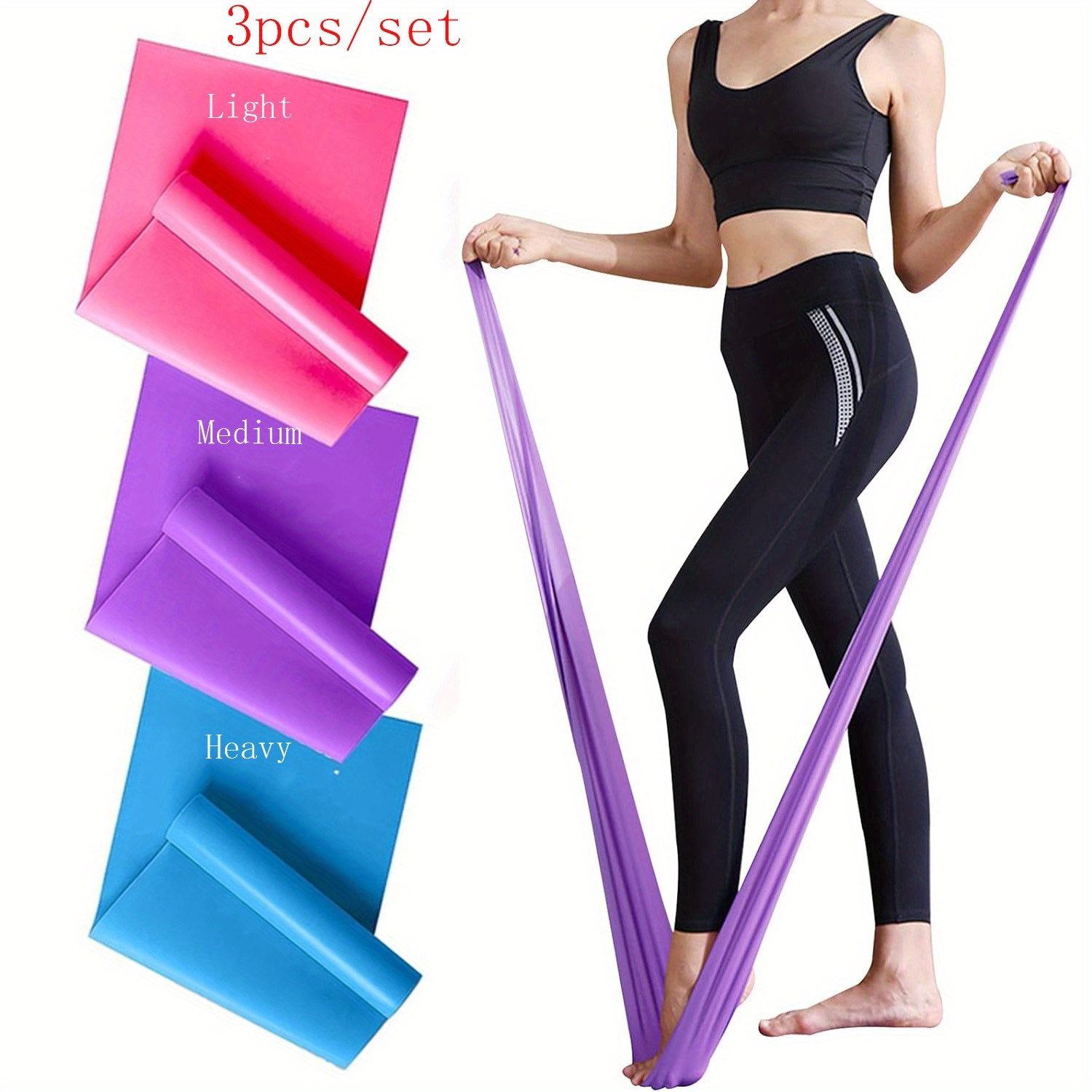 Pilates Bar Kit With Resistance Bands - 1/3 ชิ้น สายยางยืดออกกำลังกายสำหรับผู้ชายและผู้หญิง - สายรัดออกกำลังกายแบบยืดหยุ่นพร้อมห่วงยืด เหมาะสำหรับโยคะ