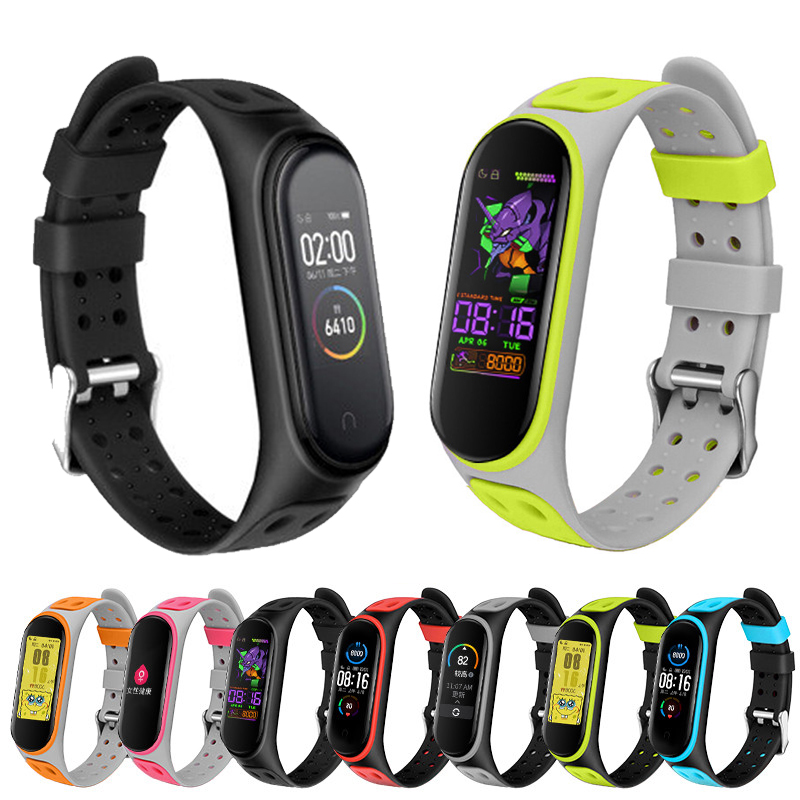 Resistance Bands Set With Handles - สําหรับMi Band 3/4/5/6/7 2 สีซิลิโคนเปลี่ยนสายรัดข้อมือสมาร์ทXiaomi Mi