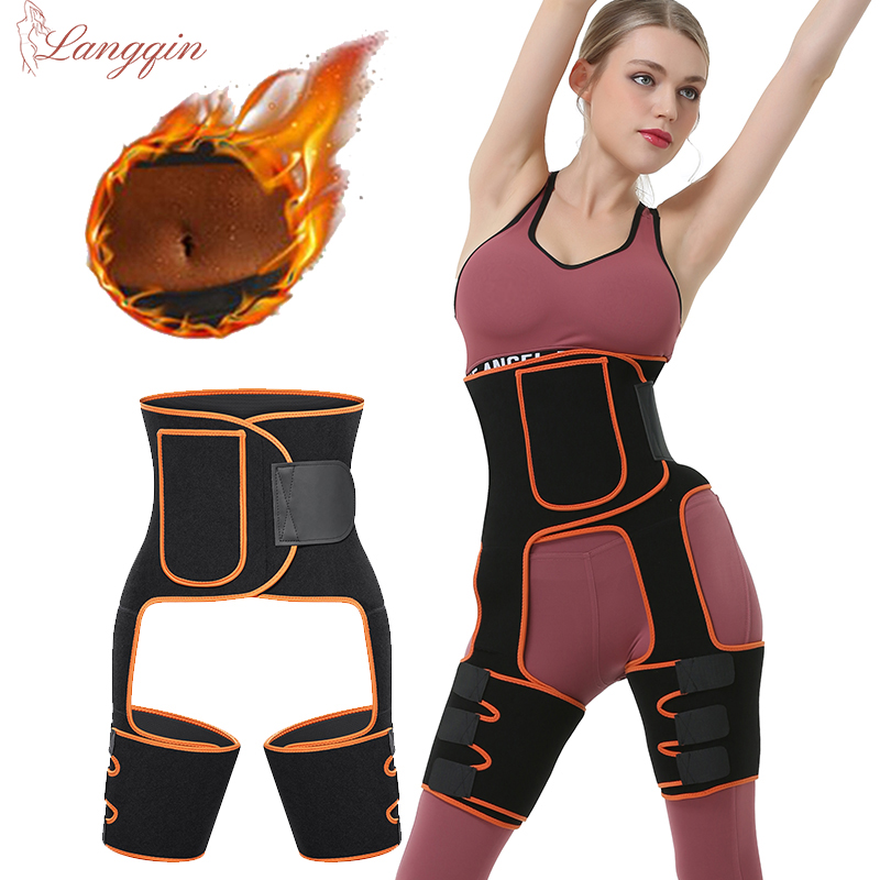 Sweat Waist Trainer Belt Neoprene - เข็มขัดกระชับสัดส่วนแบบ3 in 1สำหรับผู้หญิงสายรัดออกกำลังกายซาวน่า