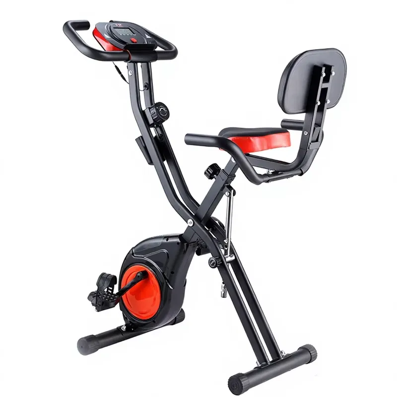 Exercise Bike Magnetic Resistance - จักรยานออกกำลังกายแบบพับได้พร้อมพนักพิง สายรัดแขนต้านแรง ระบบแม่เหล็กเงียบ อุปกรณ์ฟิตเนสในร่ม