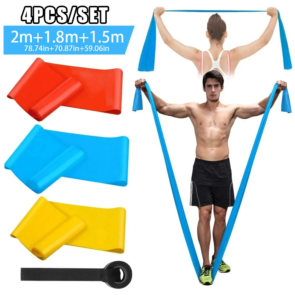 Pilates Bar Kit With Resistance Bands - 4 ชิ้น/เซ็ตยืดหยุ่นฟิตเนสแถบความต้านทานเทปโยคะพิลาทิส Crossfit ยืดกล้ามเนื้อออกกําลังกายอุปกรณ์