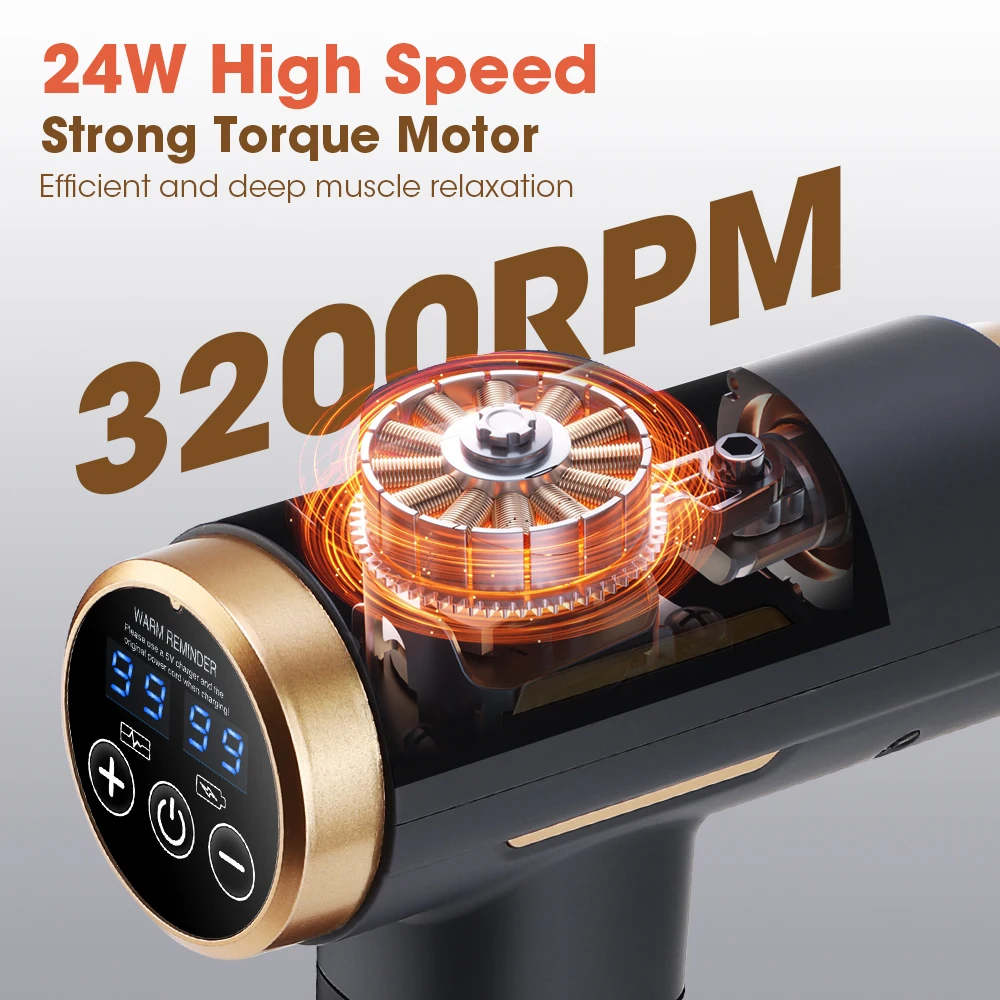 ปืนนวดไฟฟ้า 24 วัตต์ 99 ระดับป - Electric Massage Gun Deep Tissue บทวิจารณ์และราคา