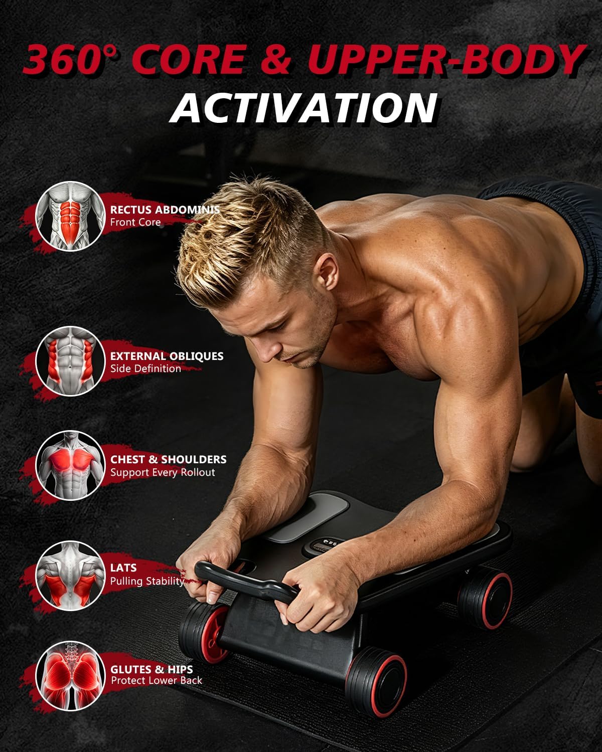 ล้อบริหารหน้าท้อง, ล้อบริหารหน - Ab Roller Wheel With Elbow Support บทวิจารณ์และราคา