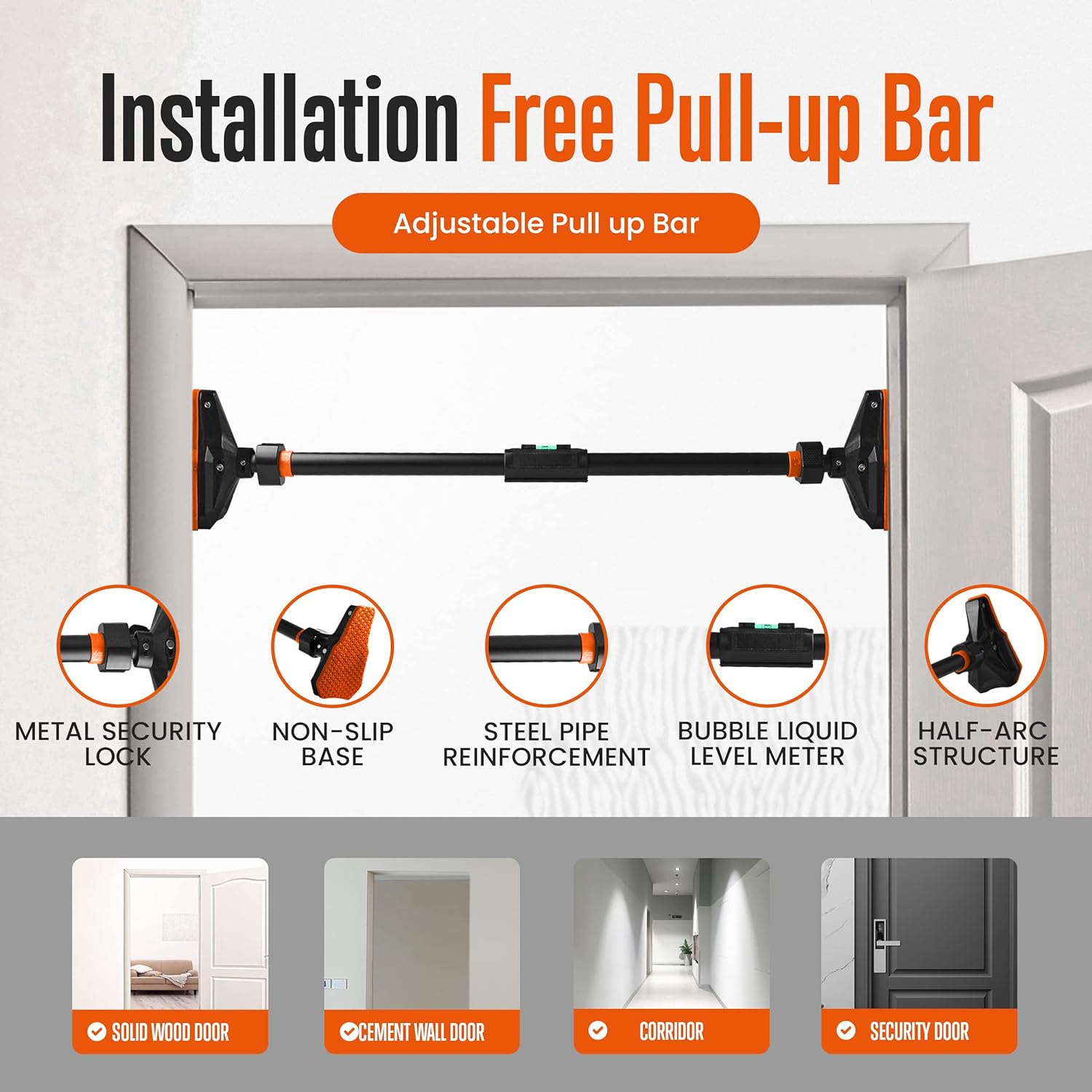 บาร์โหนติดประตูแบบไม่ต้องใช้สก - Door Pull Up Bar No Screw บทวิจารณ์และราคา
