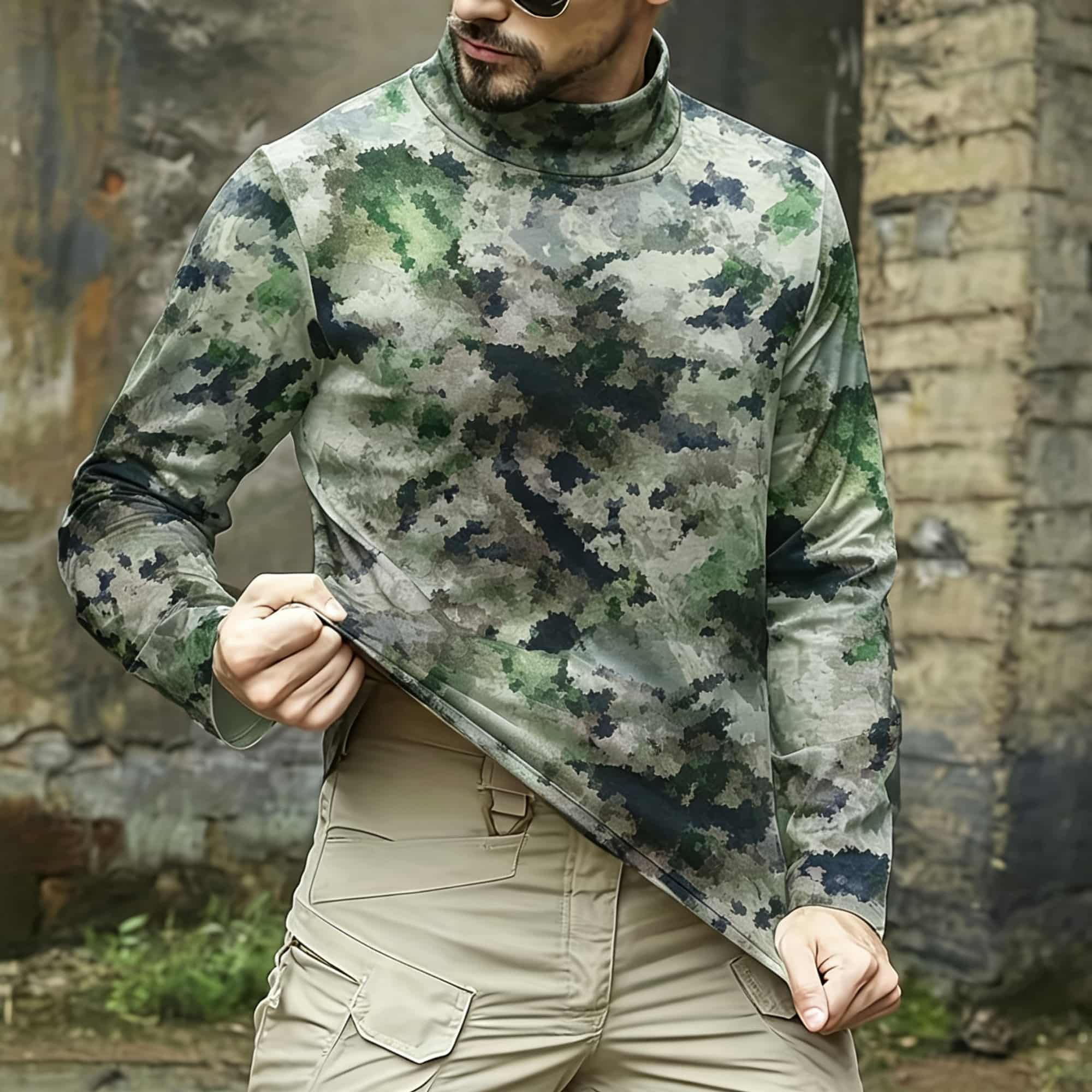 เสื้อเชิ้ตแขนยาวคอเต่าลายพรางส - Hiking บทวิจารณ์และราคา