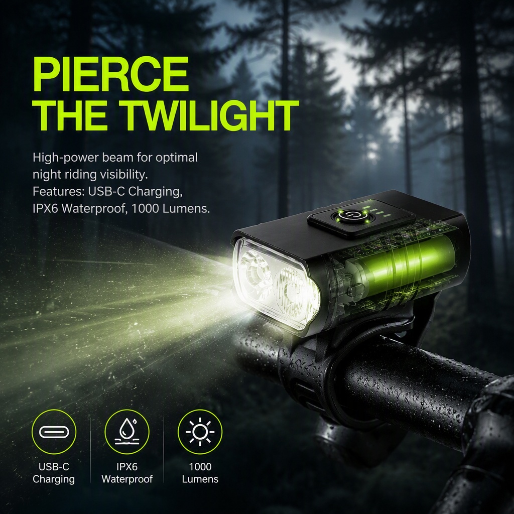 ไฟจักรยานแบบชาร์จ USB ไฟหน้า L - Rechargeable Bicycle Headlight 1000 Lumen บทวิจารณ์และราคา