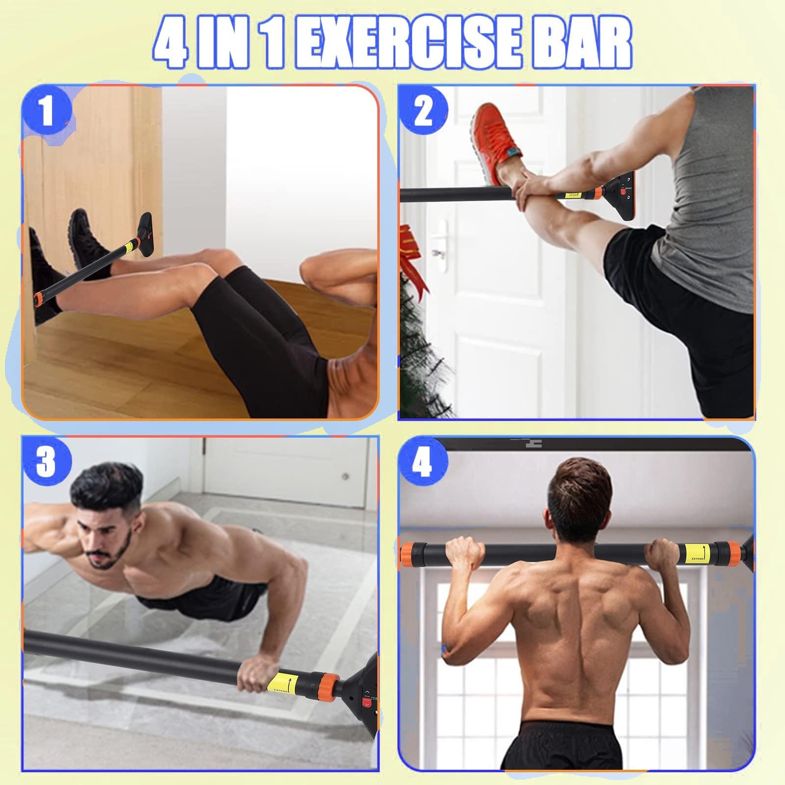 บาร์ดึงข้อปรับระดับได้สำหรับติ - Door Pull Up Bar No Screw บทวิจารณ์และราคา